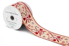 Eleganza Wired Edge Bow Candy Cane 63mm x 9.1m No.480 - Christmas Ribbon
